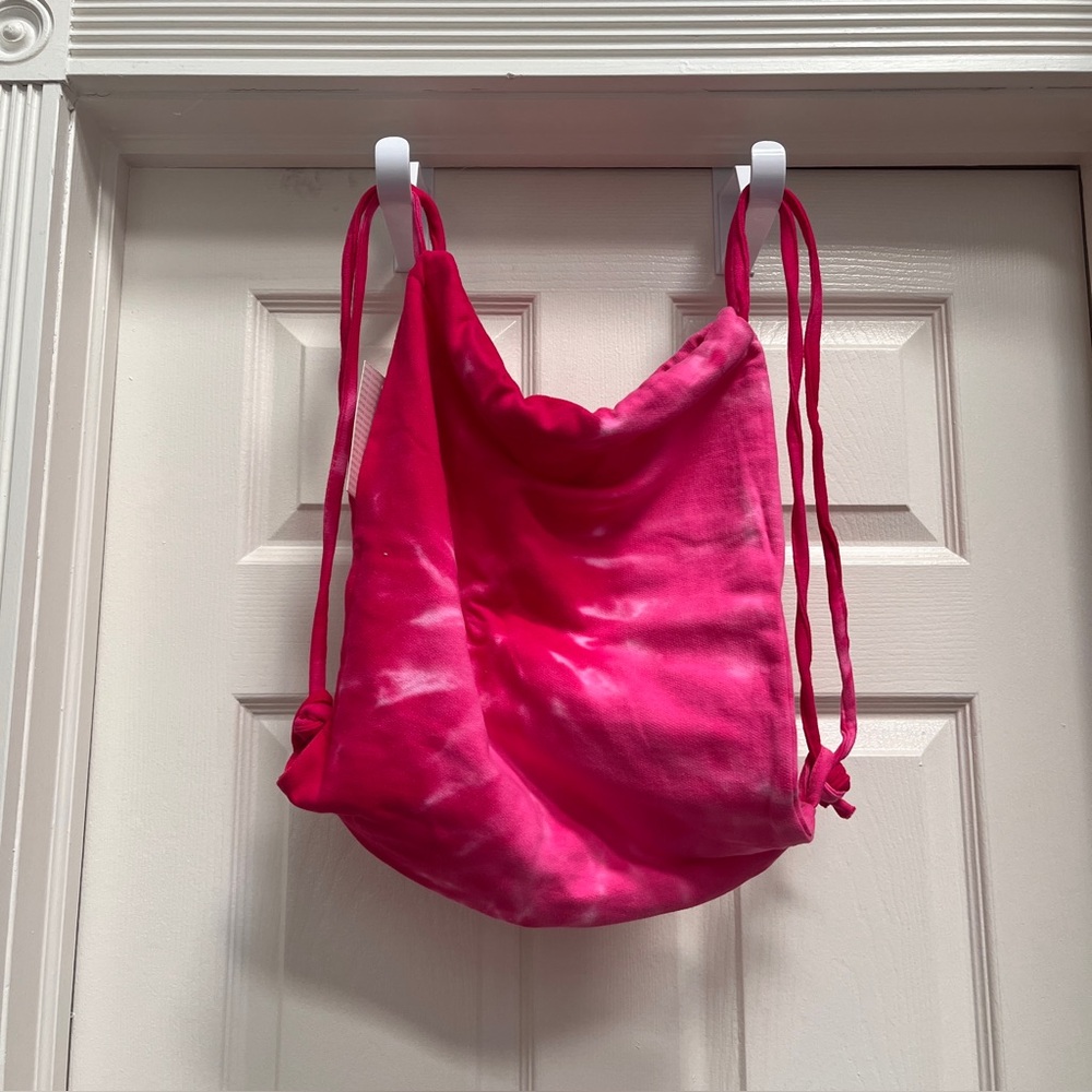 NEW! Tie Dye Sport Rope Tote Backpack Bag - Pink Spiral - 80/20 Fleece